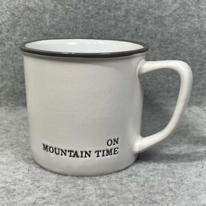 Santa Barbara Design Coffee Mug On Mountain Time Face to Face Ceramic Cabin Wood
